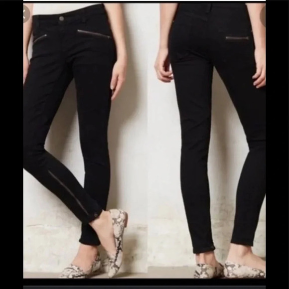 Anthropologie Pilcro and The Letterpress Serif Moto Black Legging Jeans - Picture 2 of 15